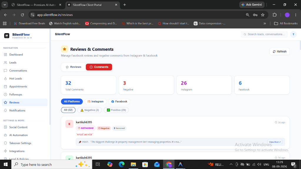 SilentFlow Reviews — Monitor and manage Facebook reviews and social comments